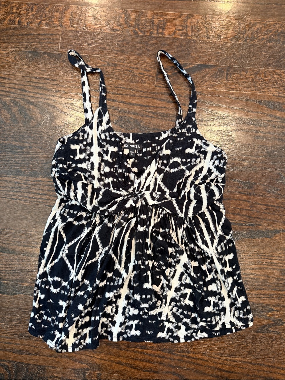 Express Black & White Printed Spaghetti Strap Tank